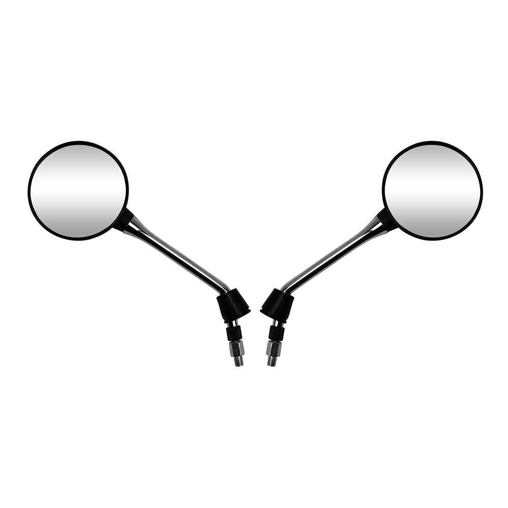 hendler mirrors left right 10mm chrome black round head with chrome stem