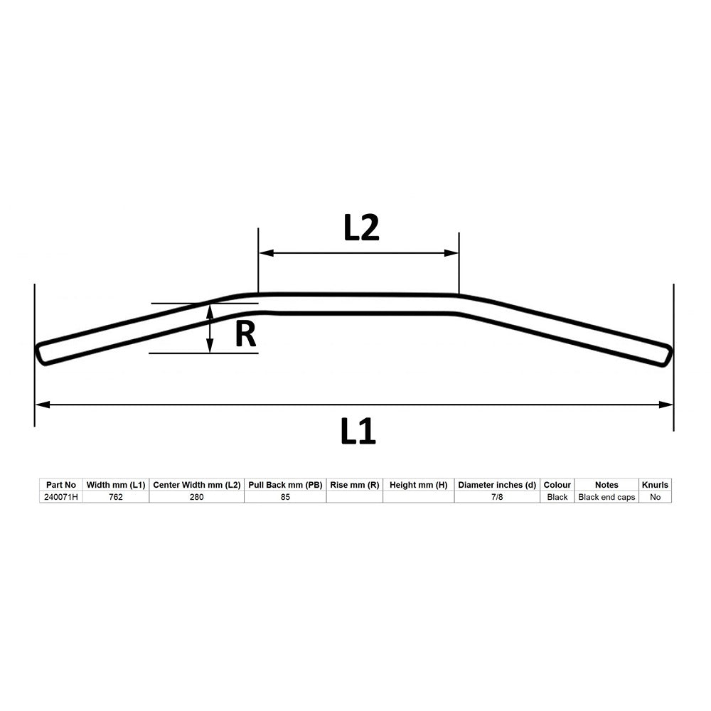 replacement handlebar 7 8 black vincent straight long
