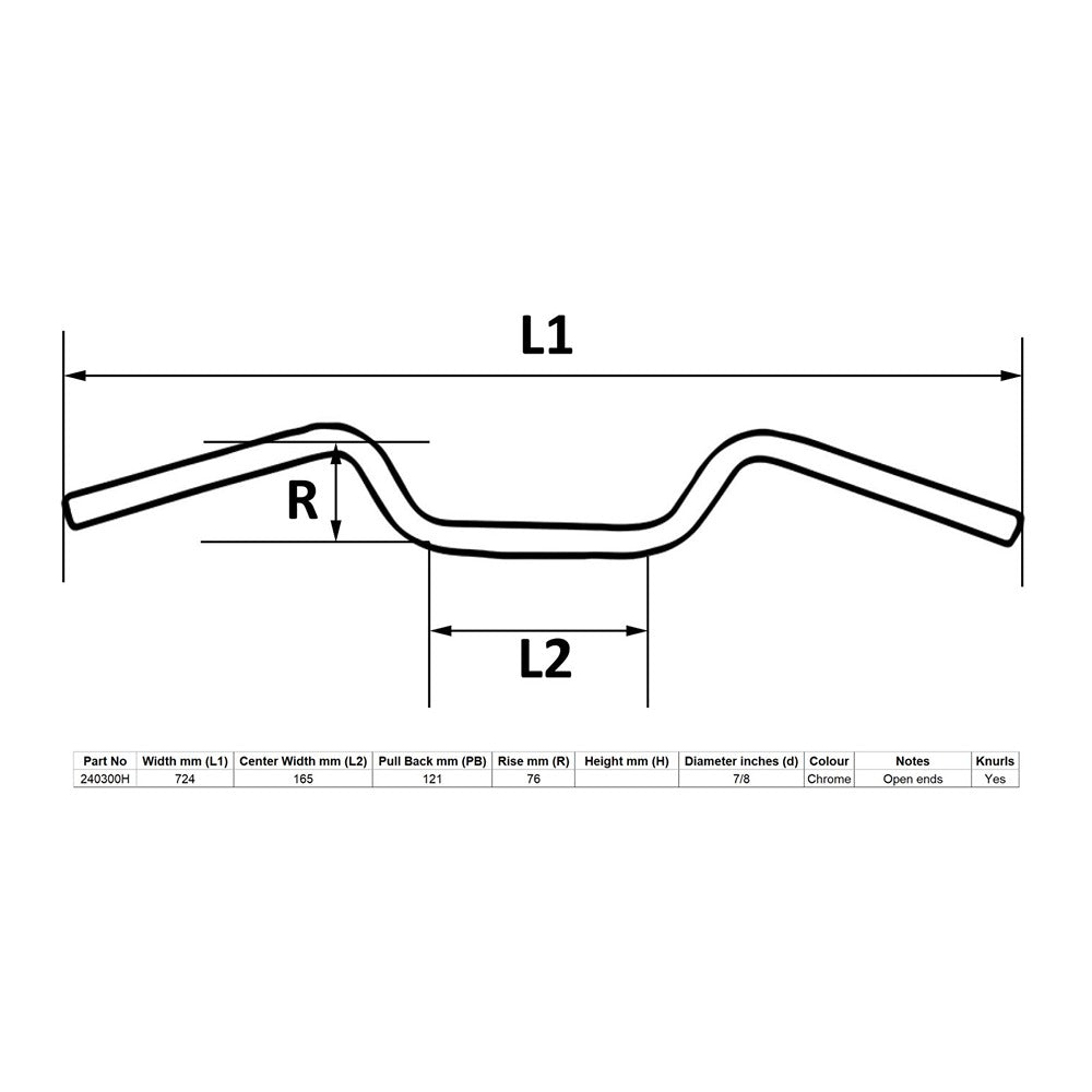 replacement handlebar 7 8 chrome 3 rise has knurls