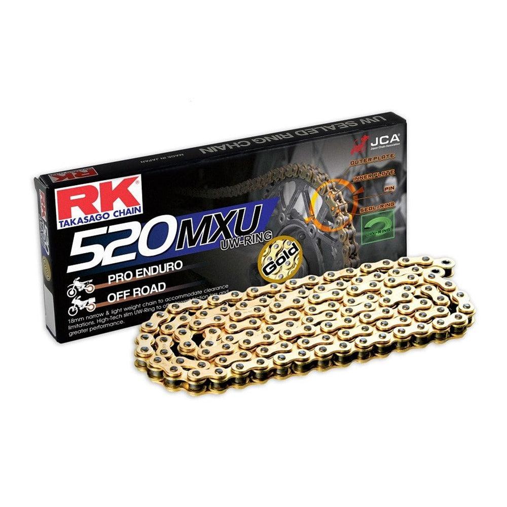 rk chain heavy duty narrow uw ring motocross enduro 18mm wide gold mxu 520 120l 35 6kn