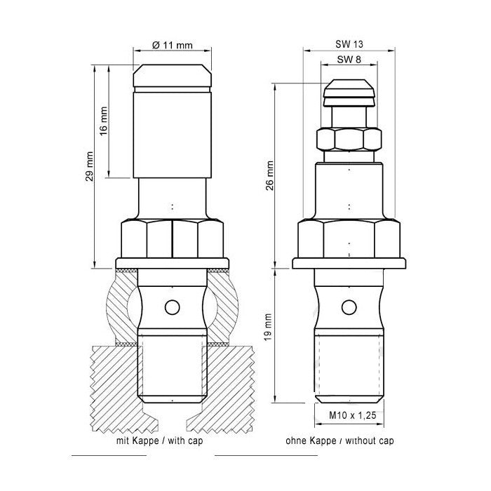 Stahlbus Banjo Bolt Single M10 x 1.25mm x 19mm M Bleed Valve