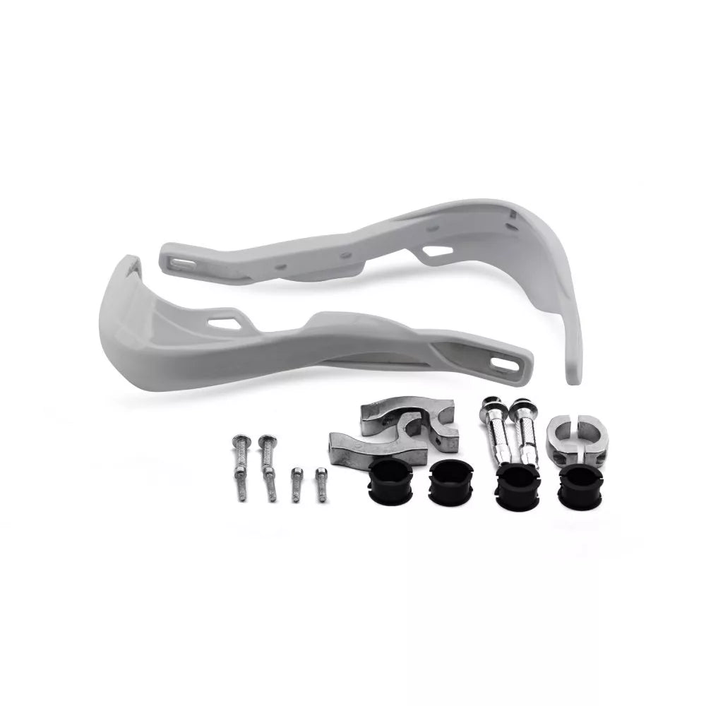 handguards wrap around white with alloy reinforcement bar full fitting kit 1