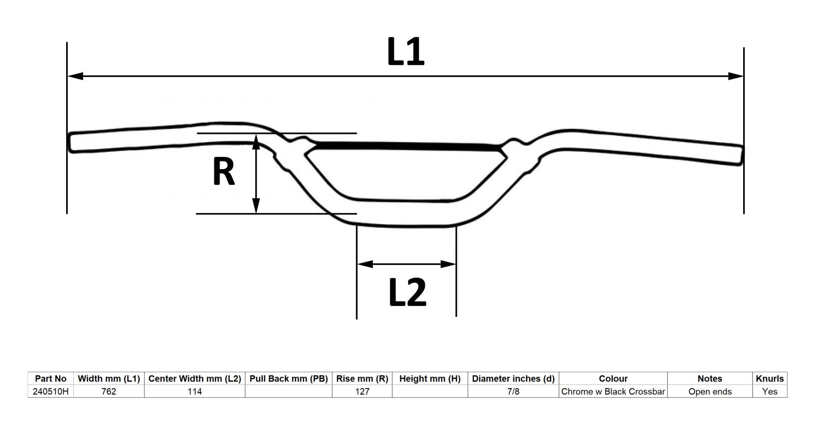 handlebar 7 8 aluminium silver 5 rise with brace for pit bikes 31 long 4