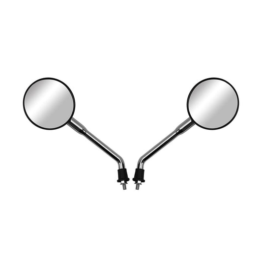 hendler mirrors left right 8mm chrome round black head with v on back of mirror