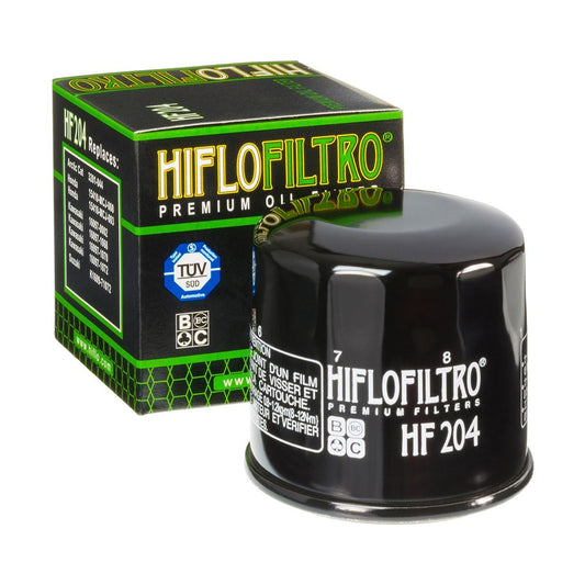 hiflo oil filter hf204 honda small canister 500cc to 1800cc kawasaki 500cc to 2000cc triumph 600cc to 2000cc yamaha 300cc to 1900cc black oil filter