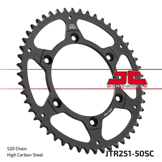 JT Rear Sprocket Yamaha YZ125X 20-22, WR250F 07-10, 15-20, WR450F 03-09,YZ450FX 16-21 (Self Cleaning)