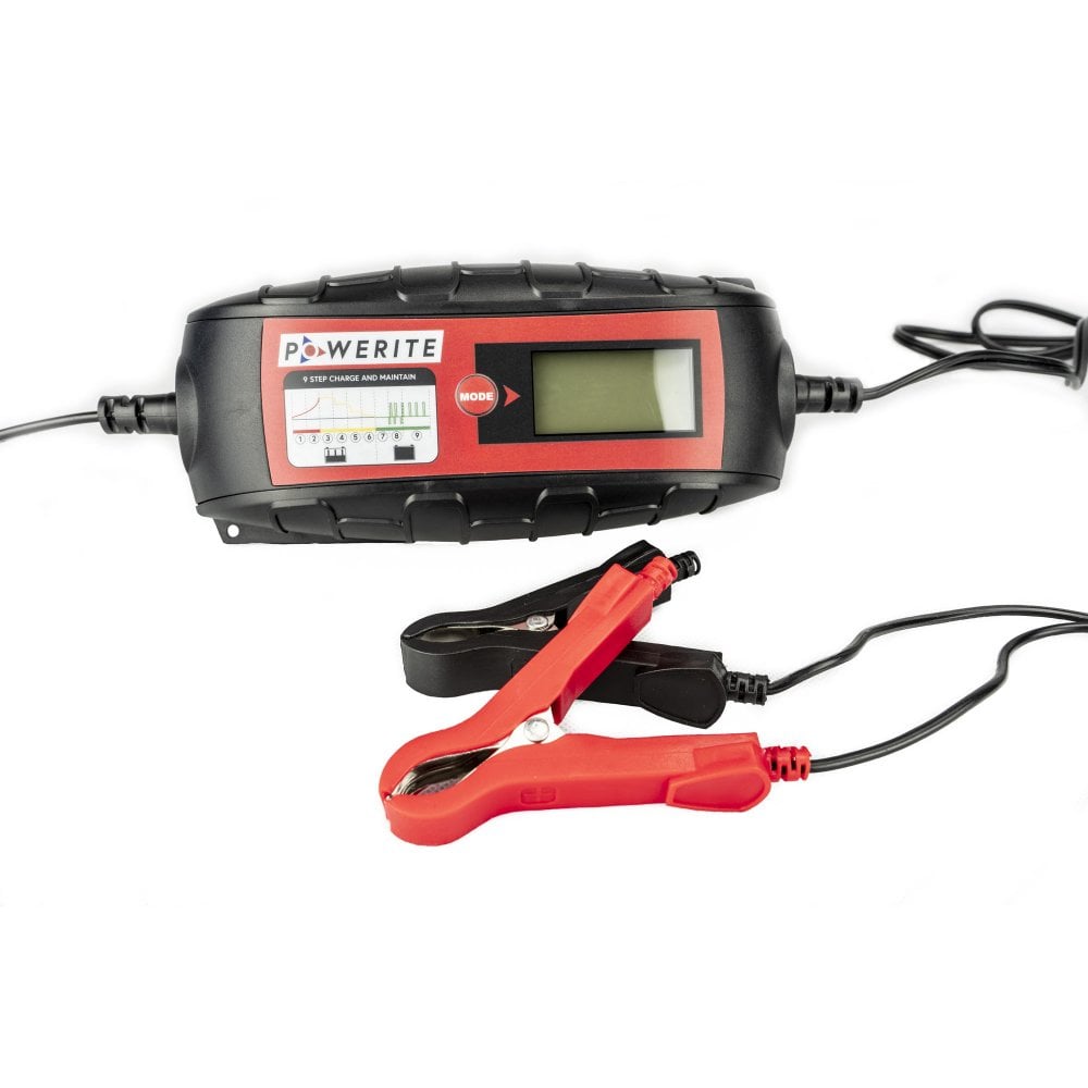 powerite 5a 6v 12v smart battery charger and maintainer with clamps 1