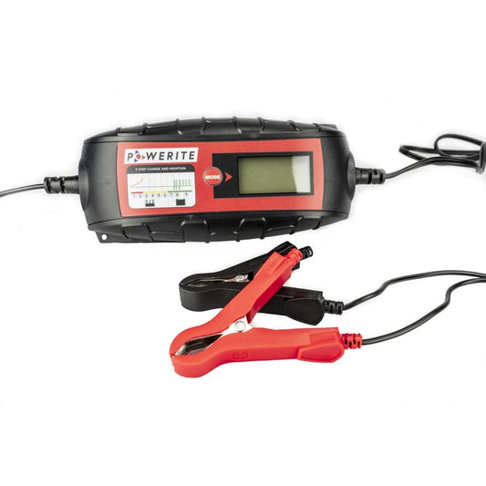 powerite 5a 6v 12v smart battery charger and maintainer with clamps 1