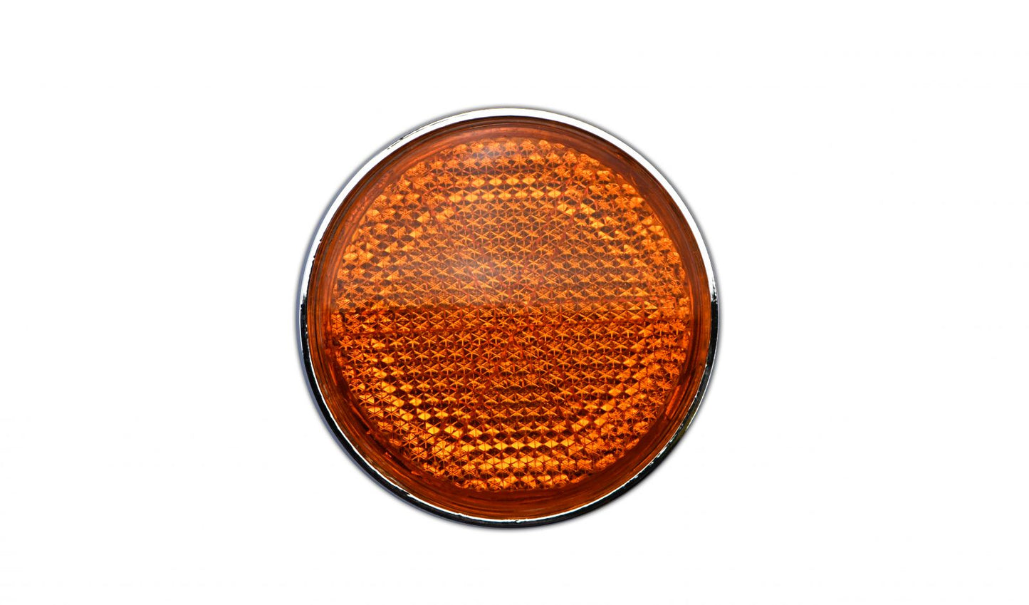 reflector orange round bolt on chrome rim od 60mm 6mm bolt 1