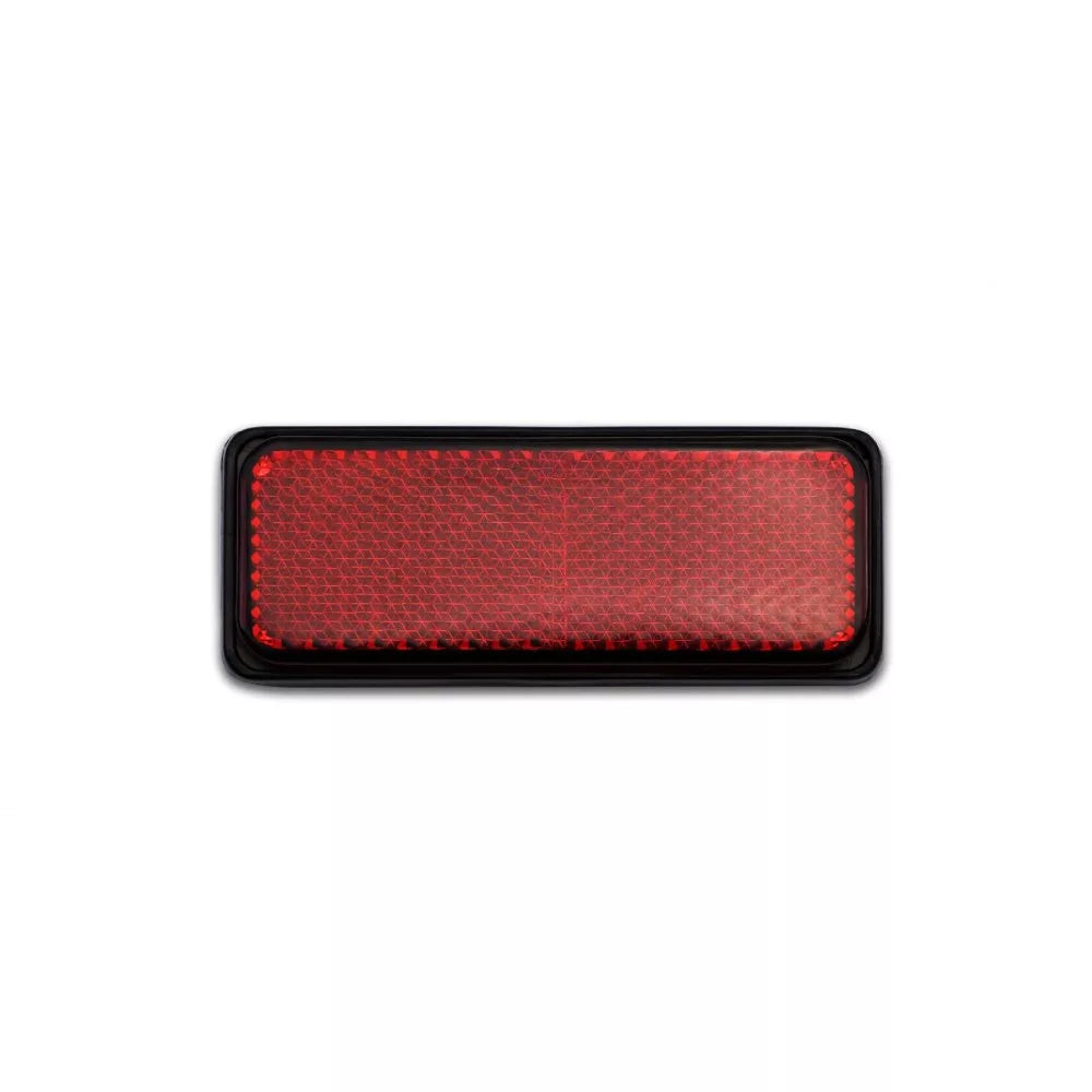 reflector red rectangle stick on black rim 85mm x 30mm 1