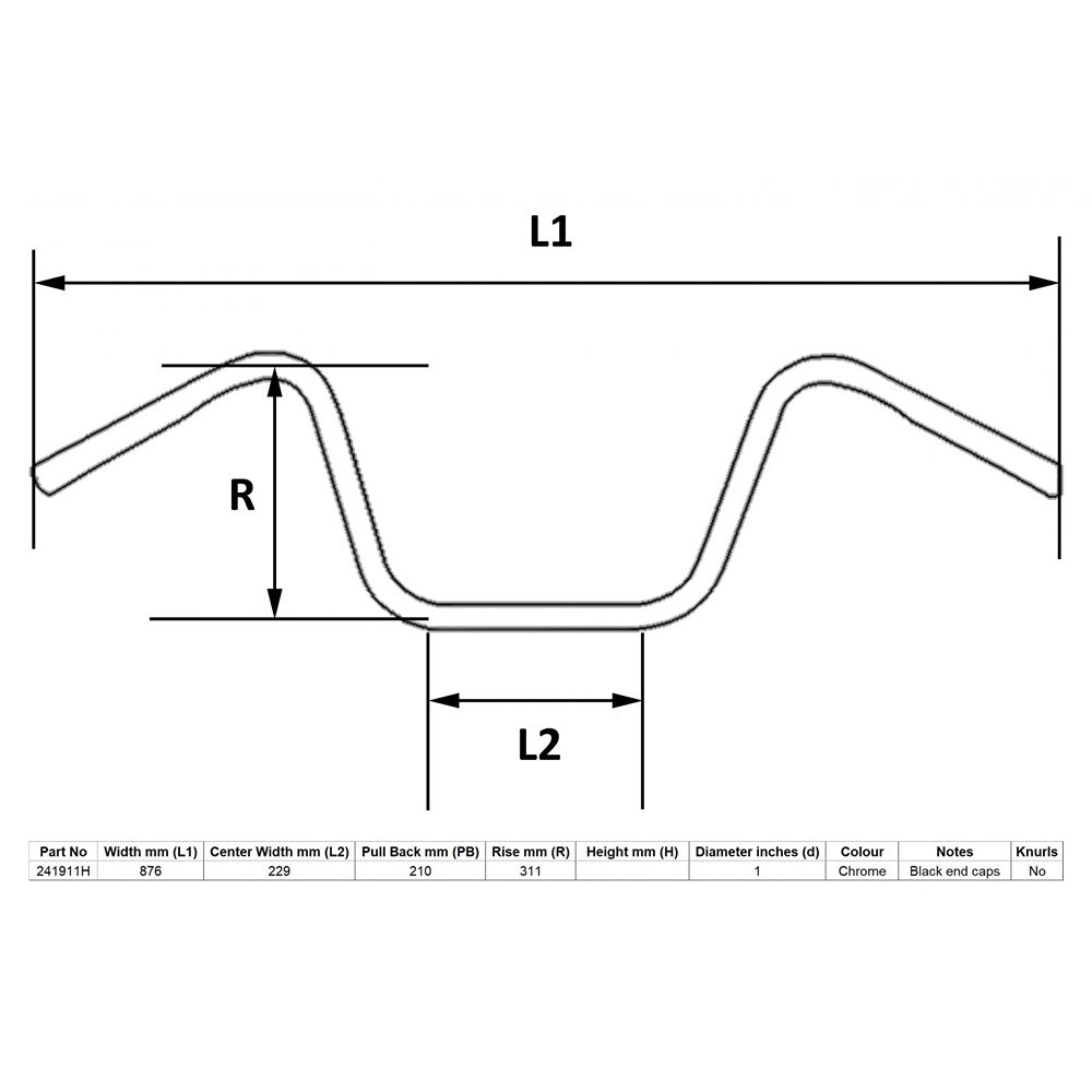 replacement handlebar 1 chrome 10 rise with dimples