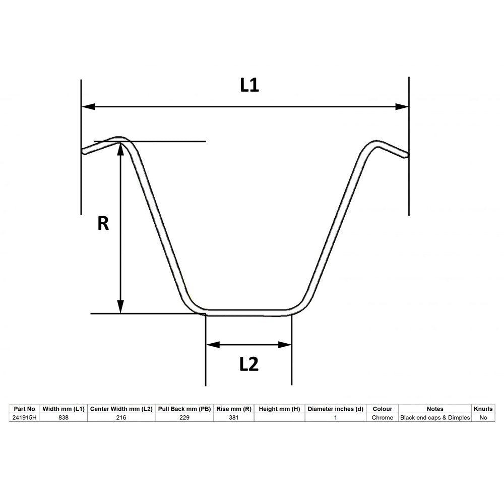 replacement handlebar 1 chrome 15 rise with dimples