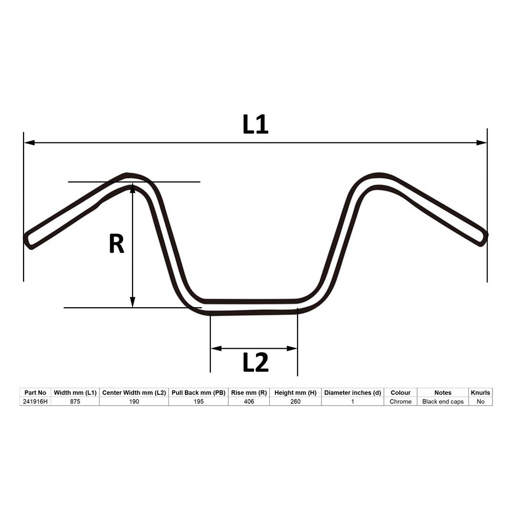 replacement handlebar 1 chrome 16 rise without dimples