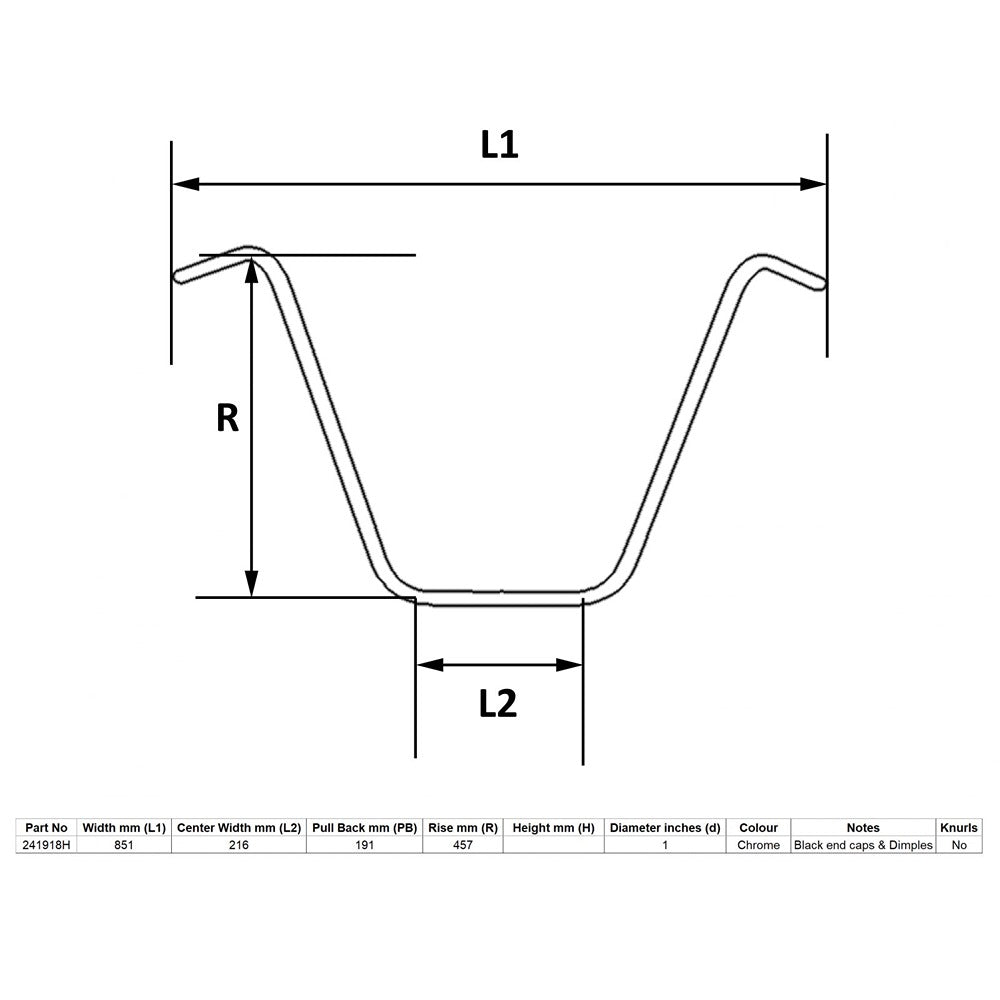 replacement handlebar 1 chrome 18 rise with dimples