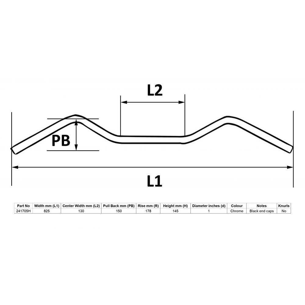 replacement handlebar 1 chrome 7 rise without dimples