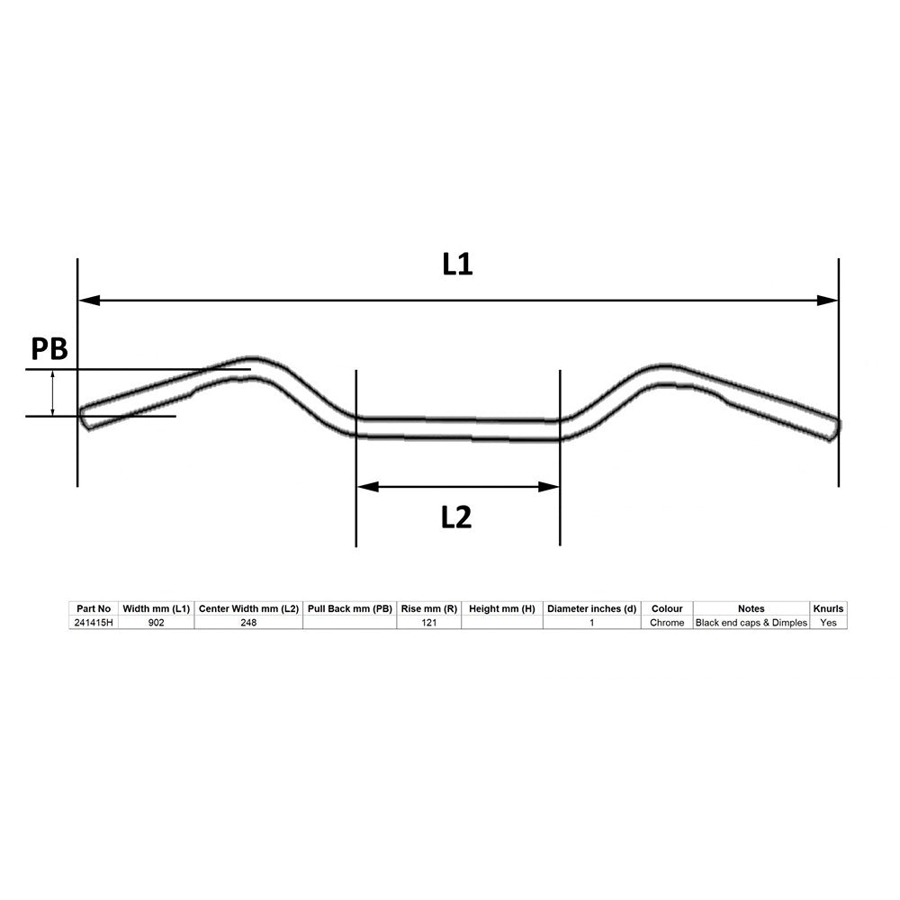 replacement handlebar 1 chrome glide style 4 rise with dimples