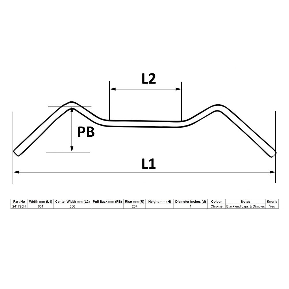 replacement handlebar 1 chrome pullback 7 rise with dimples