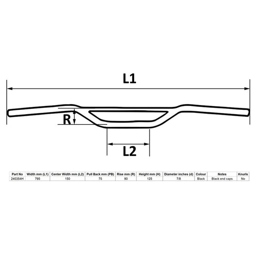 replacement handlebar 7 8 black trail 3 50 rise