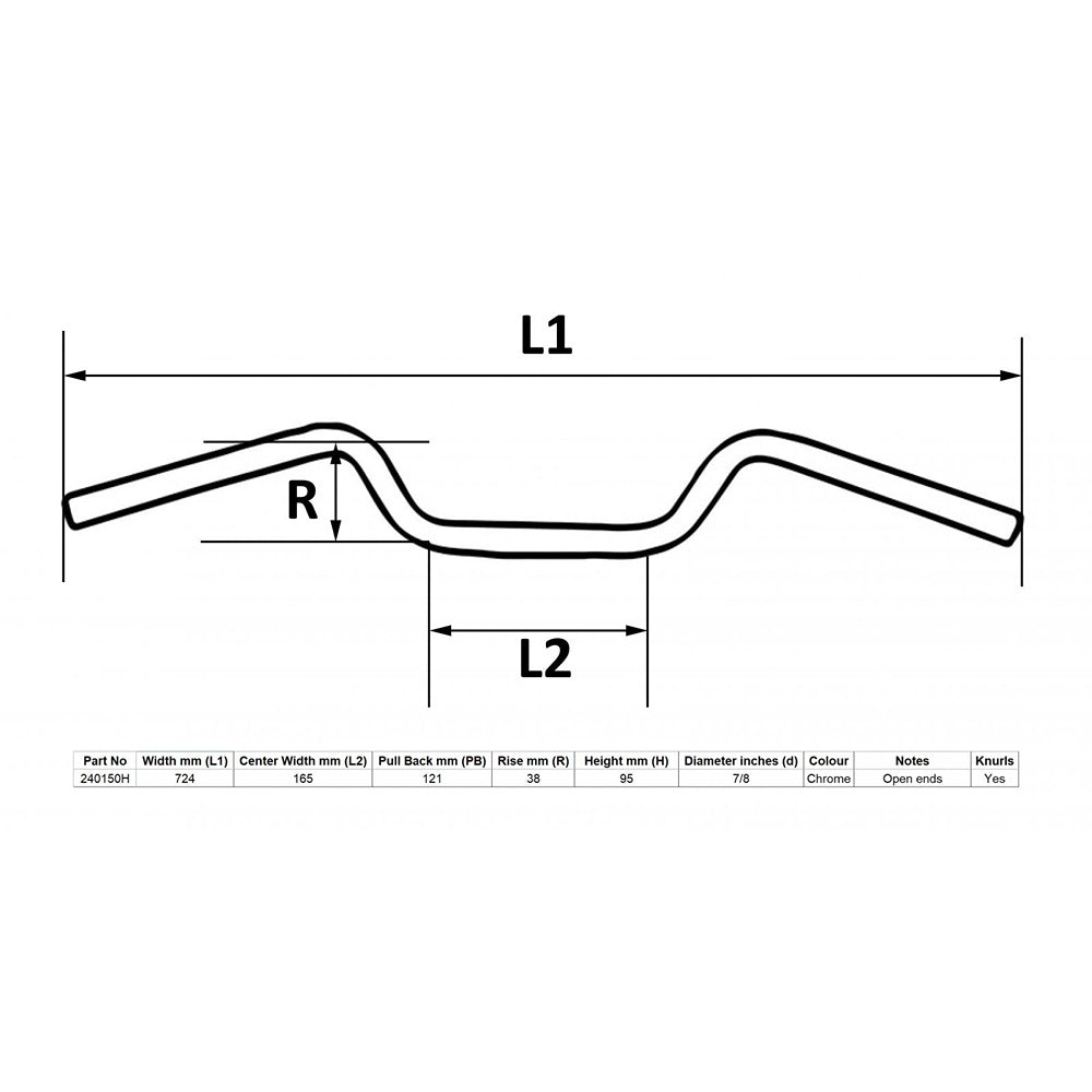replacement handlebar 7 8 chrome 1 50 rise