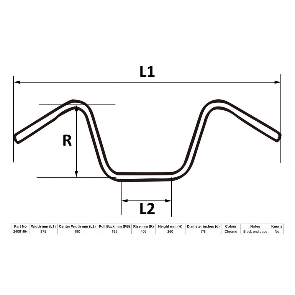 replacement handlebar 7 8 chrome 16 rise wide bottom