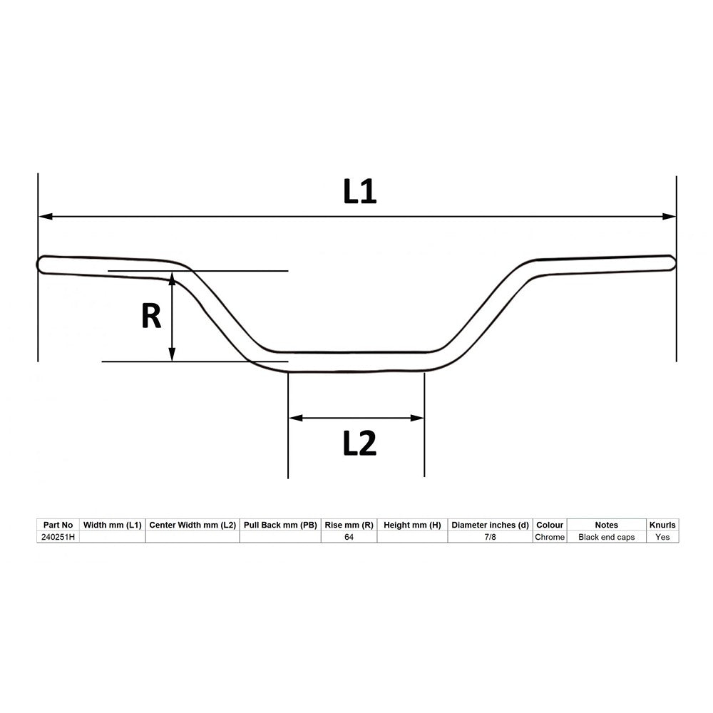 replacement handlebar 7 8 chrome 2 50 rise honda cb750k 69 76