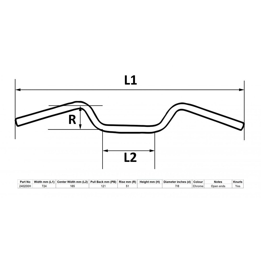 replacement handlebar 7 8 chrome 2 rise