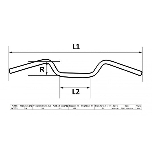 replacement handlebar 7 8 chrome 6 50 rise