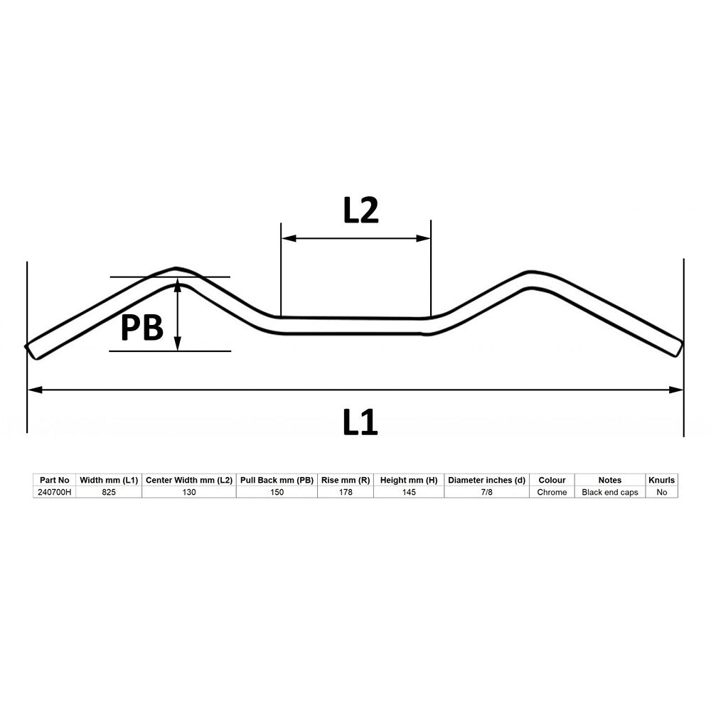 replacement handlebar 7 8 chrome 7 rise ybr custom