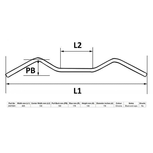 replacement handlebar 7 8 chrome 7 rise ybr custom