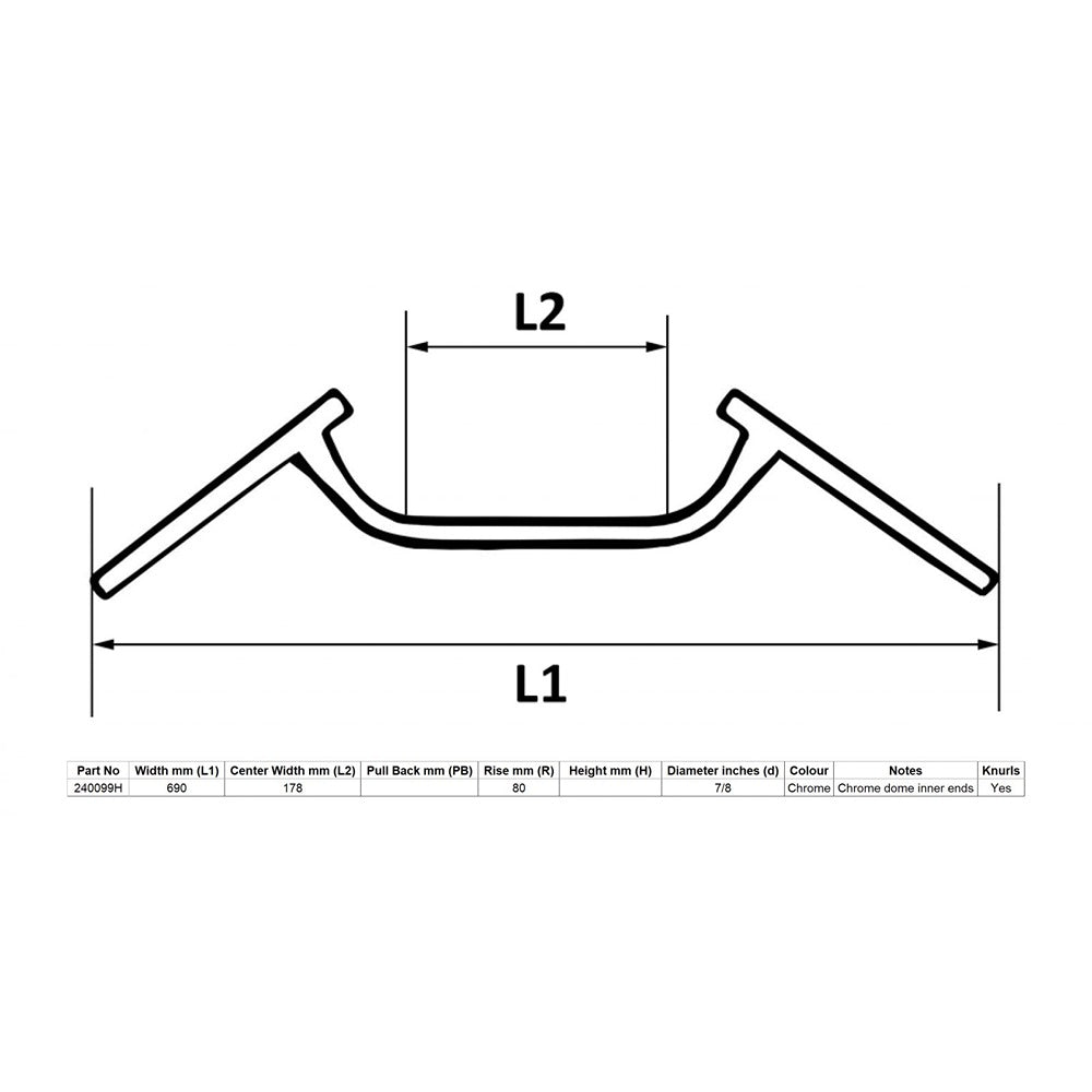replacement handlebar 7 8 chrome dropbar 7 centre 27 long cafe racer