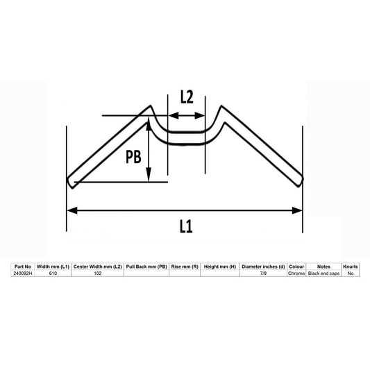 replacement handlebar 7 8 dropbar 4 centre 24 long ace bar cafe racing