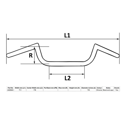 replacement handlebar 7 8 dropbar 7 centre 24 long cafe racer