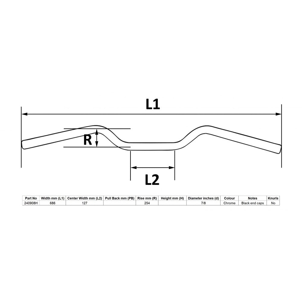 replacement handlebar 7 8 t bar universal 10 rise with rake pull back in the middle