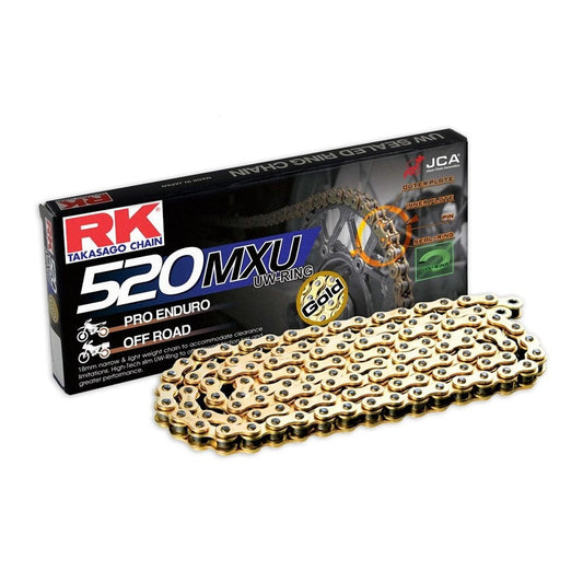 rk chain heavy duty narrow uw ring motocross enduro 18mm wide gold mxu 520 120l 35 6kn