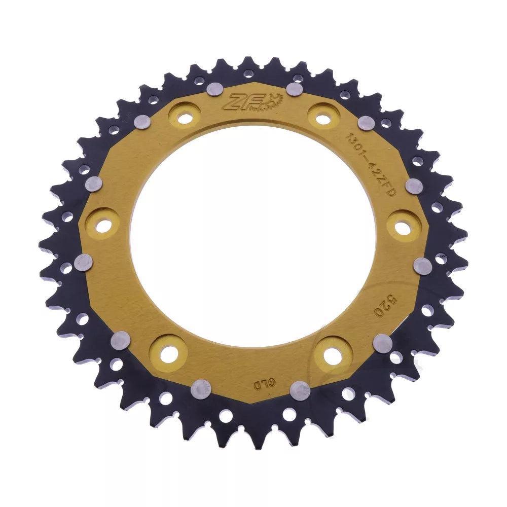 zf dual sprocket rear 42 tooth 520 pitch gold 1